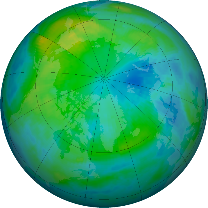 Arctic ozone map for 14 October 1998